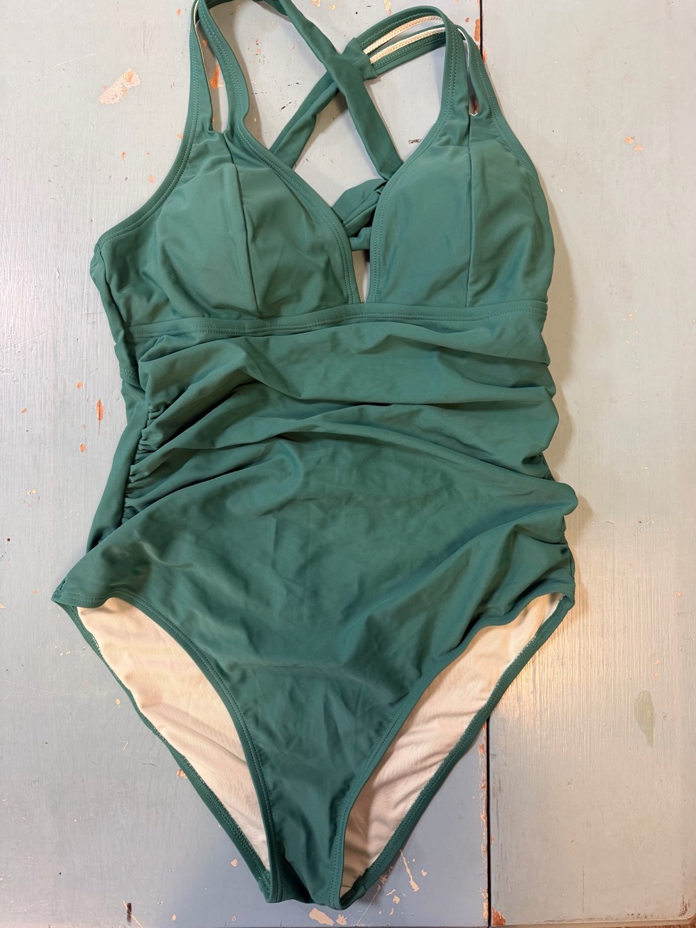 Cupshe Teal Ruched One-Piece Swimsuit